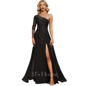 Elegant Black One-Shoulder Prom Dress